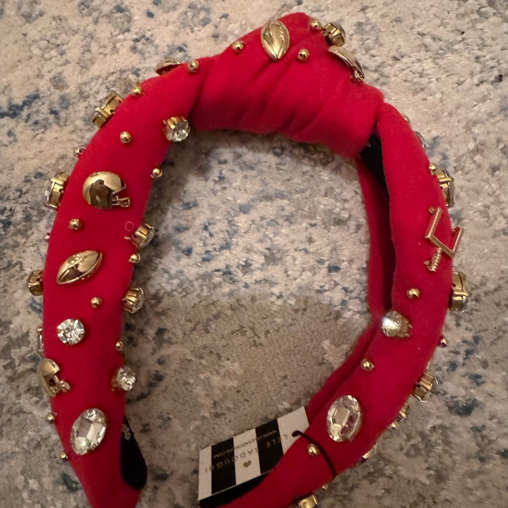 Lele Sodoughi Embellished football Red Headband